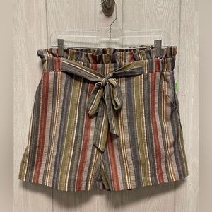 ENTRO Shorts - Striped Shorts -Size Lrg - Color: Olive, Rust, Navy Blue, & White